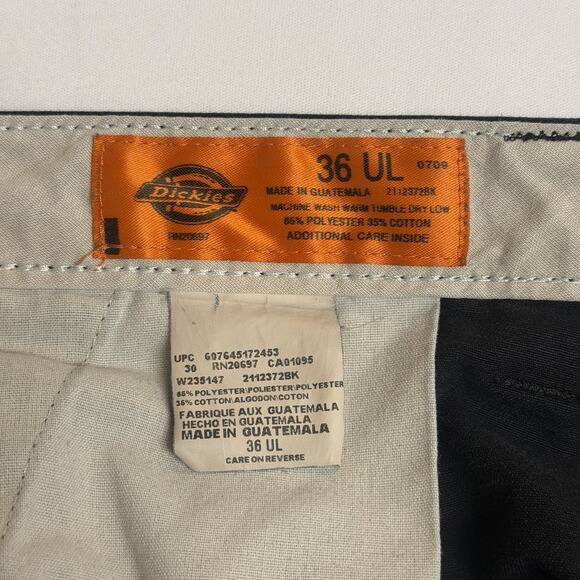 Dickies Mens Black Chino Work Pants Size 36UL Regular Fit-Cargo Zipper Pockets - Picture 10 of 14